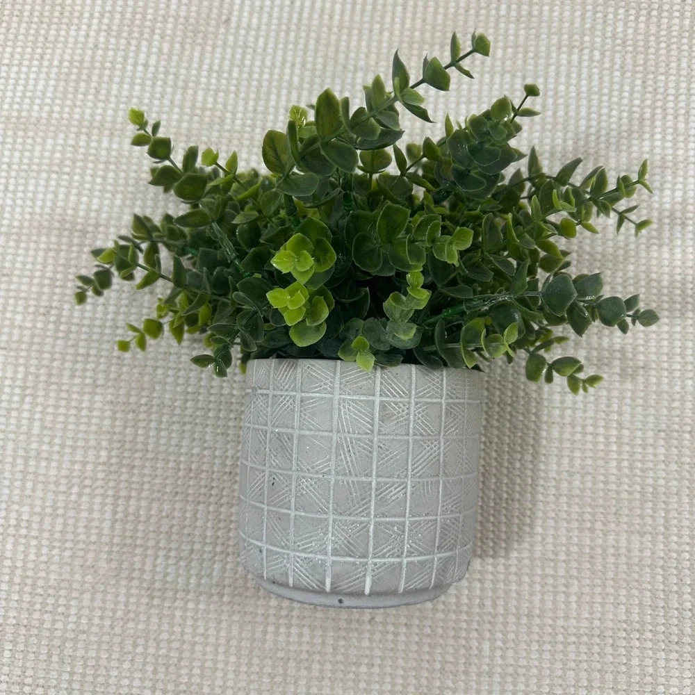Artificial Eucalyptus Potted Plant Faux‎ Greenery in Grey Textured Cement Pot